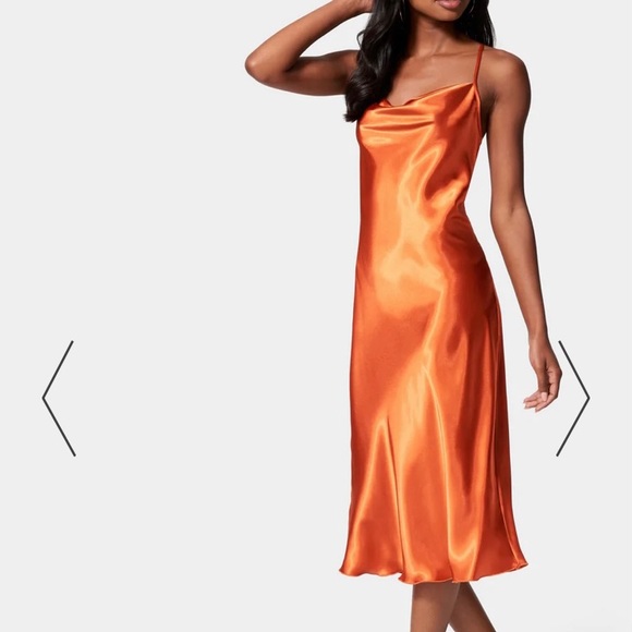 SATIN COWL NECK SLIP MIDI DRESS NWT - Picture 8 of 11